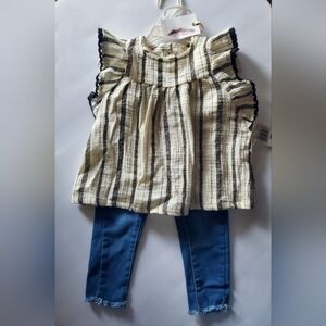 24 Month 2 piece Jessica Simpson Butterfly Tank Top & Jean Set